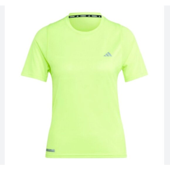 Adidas Neon Green Running Women's Short Sleeve Top Logo Latitude Size S NWOT - Picture 1 of 1